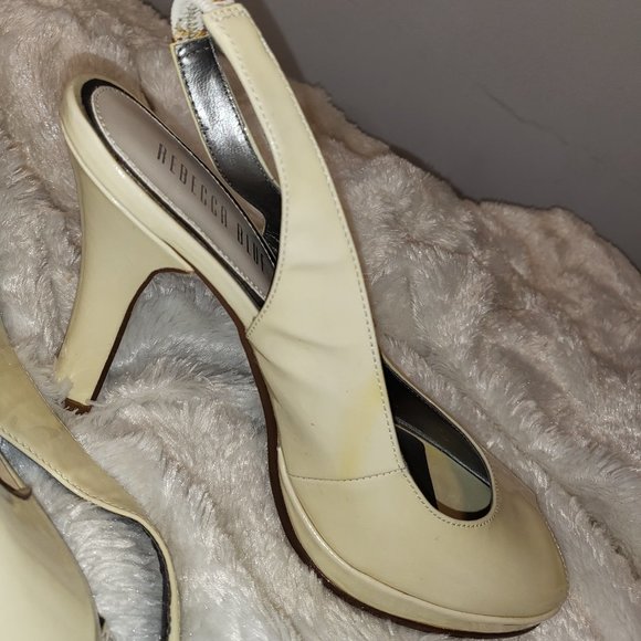 NEW yellow peep toe, sling back heels - size 6 - Picture 2 of 3